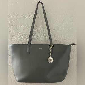 VTG DKNY Charcoal Leather Tote